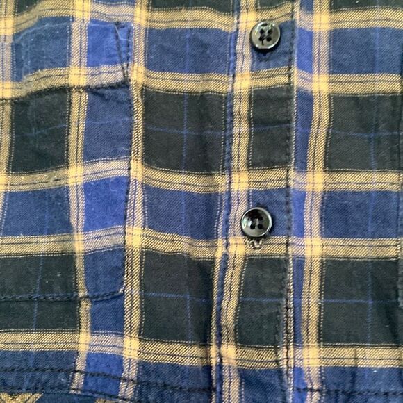 We The Free People Cotton Plaid Button‎ Down Flannel Western Shirt Blue XS - Picture 5 of 12